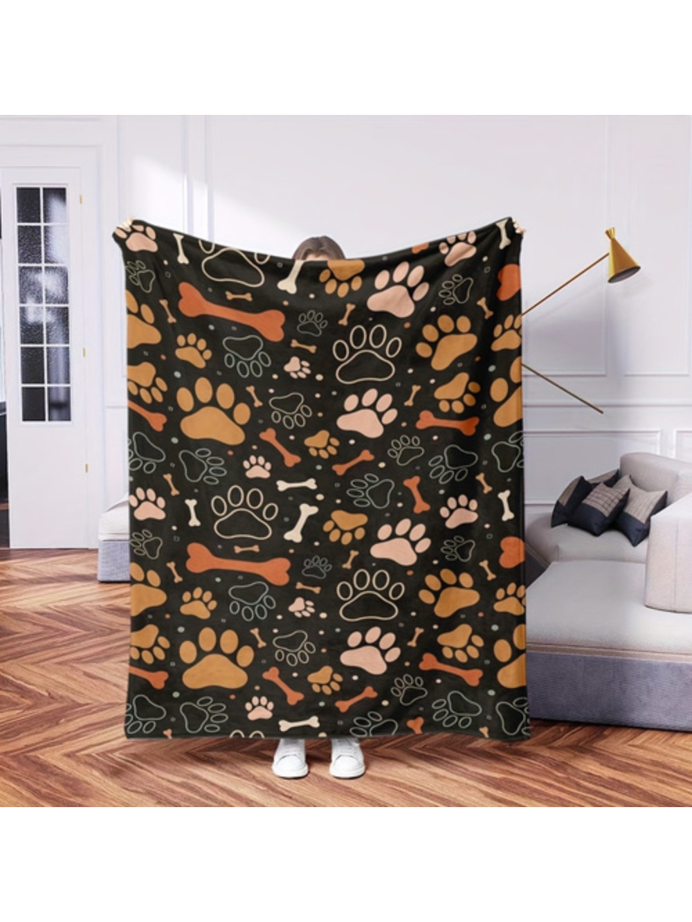 Cozy Dog Themed Flannel Throw Blanket Perfect For Couch Bed Office And Car Naps Soft Warm All Season Gift Idea Creative Single Or Double Air Conditioning